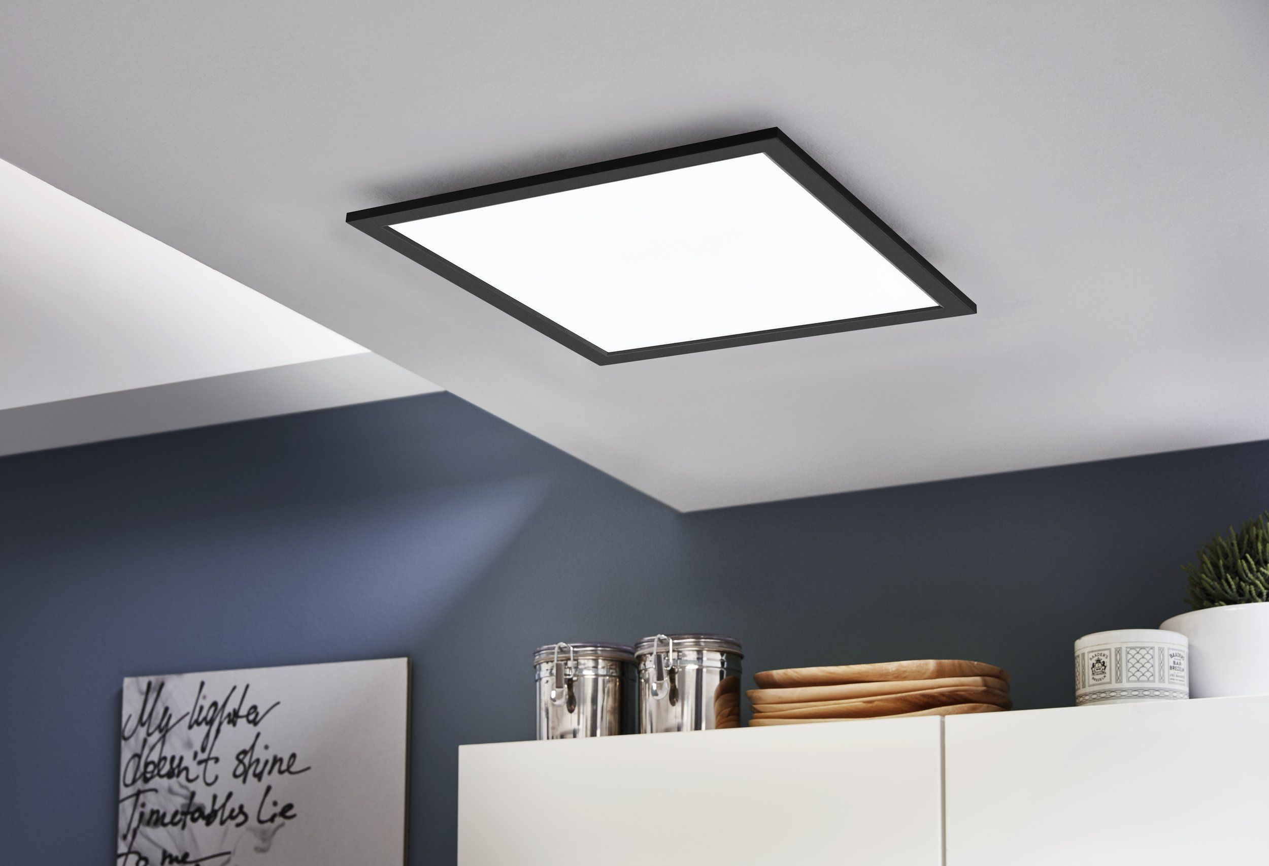 Wand- Deckenlampe schwarzer Rahmen SmartHome Bluetooth Fernbedienung App Steuerung in verschiedenen größen